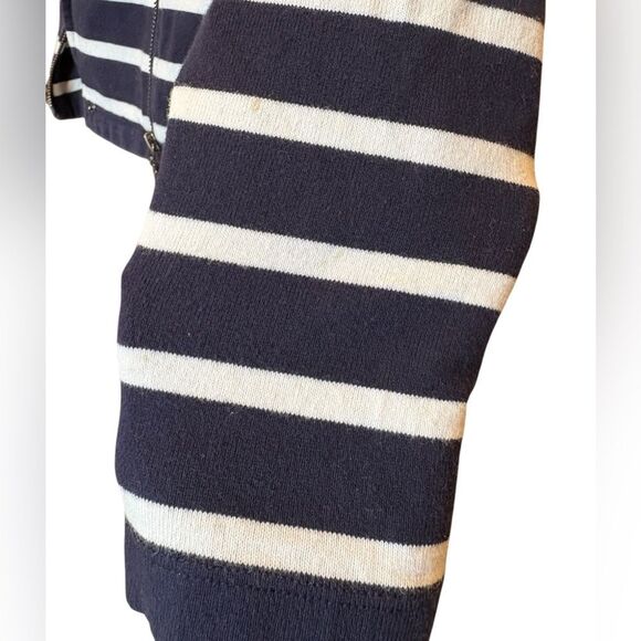 Talbots Full Zip Sweater Jacket Navy White Stripes Cotton Womens Size Medium - Picture 10 of 10